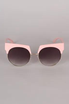 Semi Rimless Horn Rimmed Sunglasses