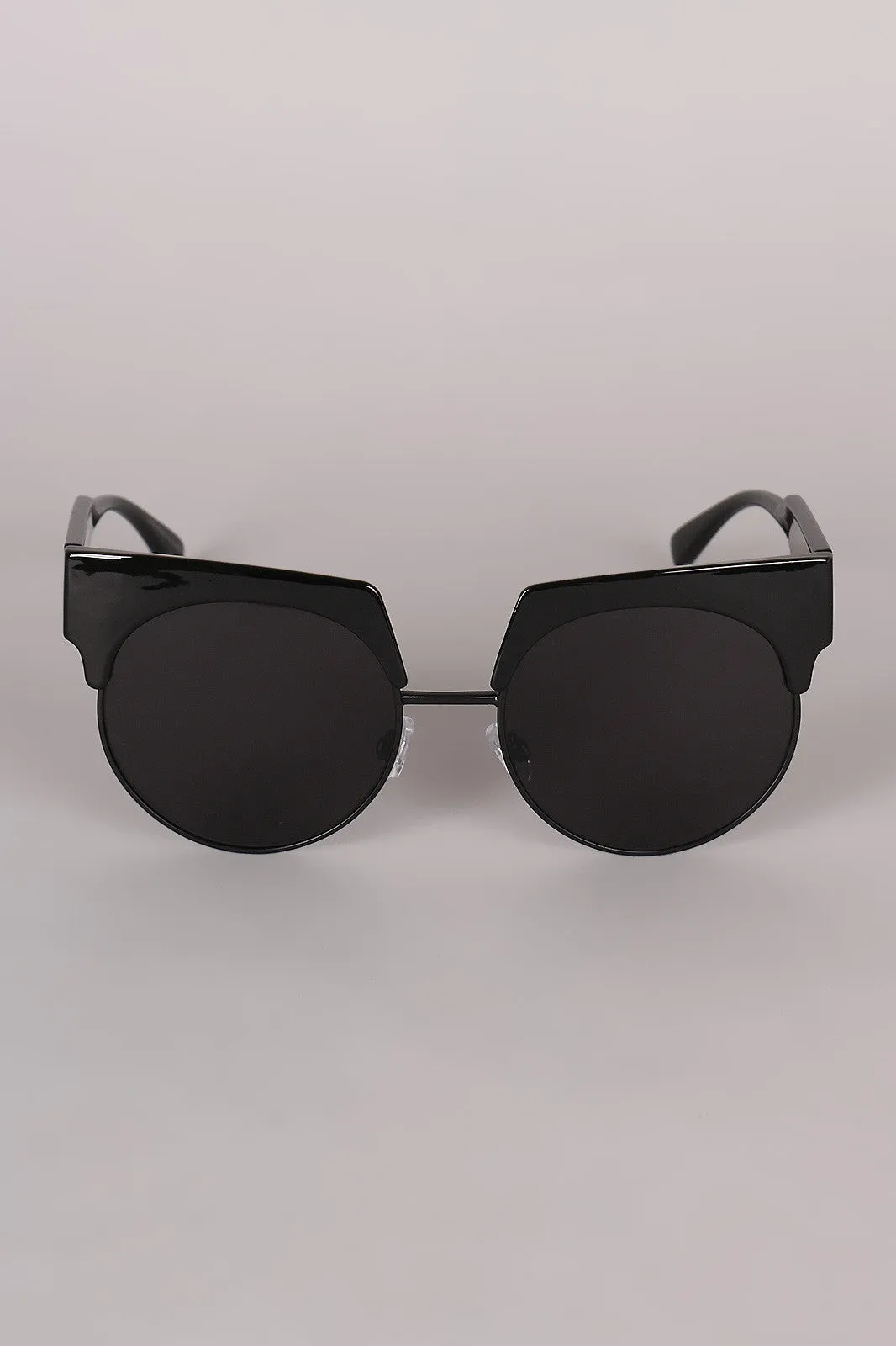 Semi Rimless Horn Rimmed Sunglasses