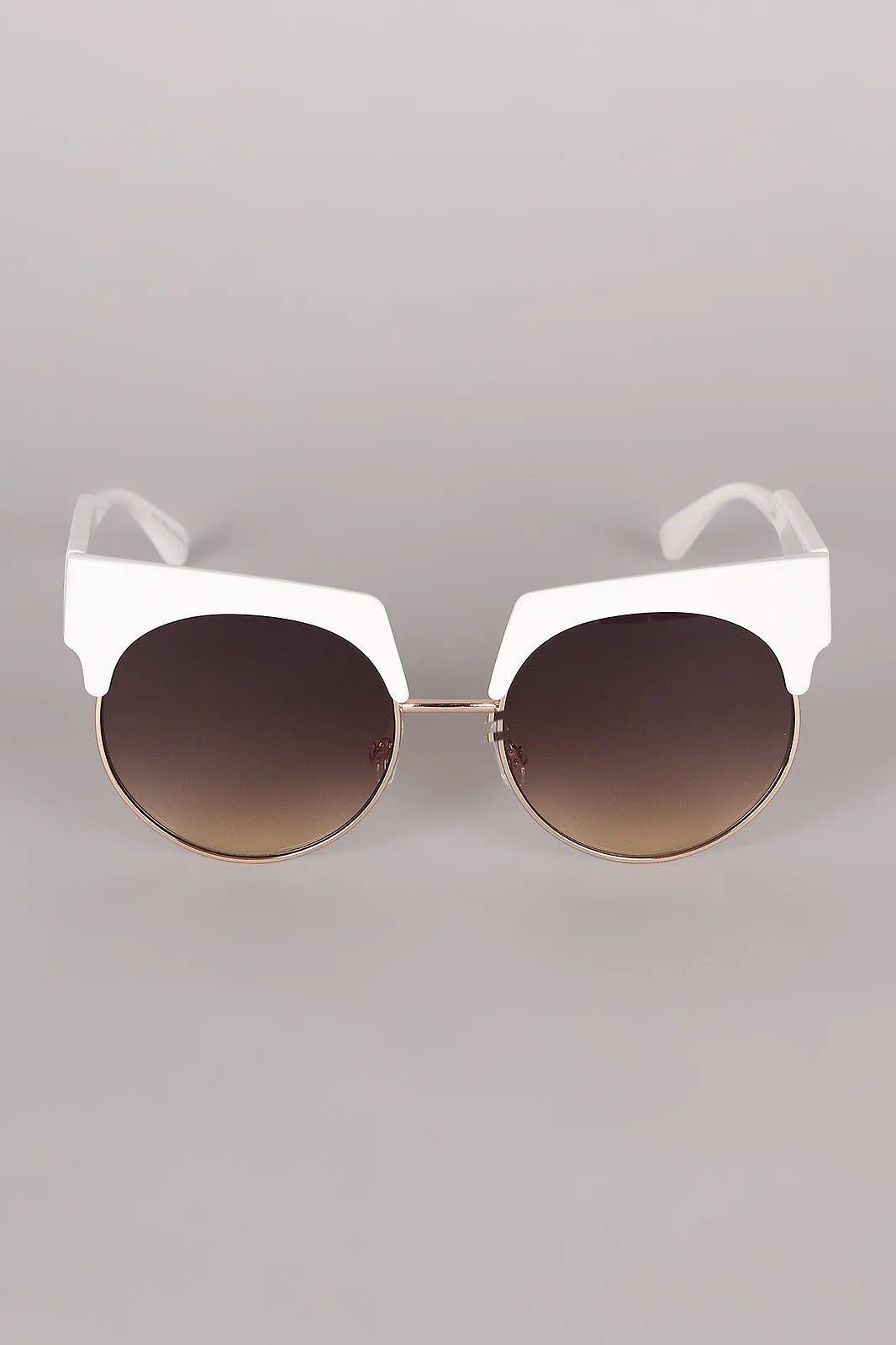 Semi Rimless Horn Rimmed Sunglasses