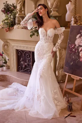 STRAPLESS MERMAID BRIDAL GOWN & SLEEVES CDWL033