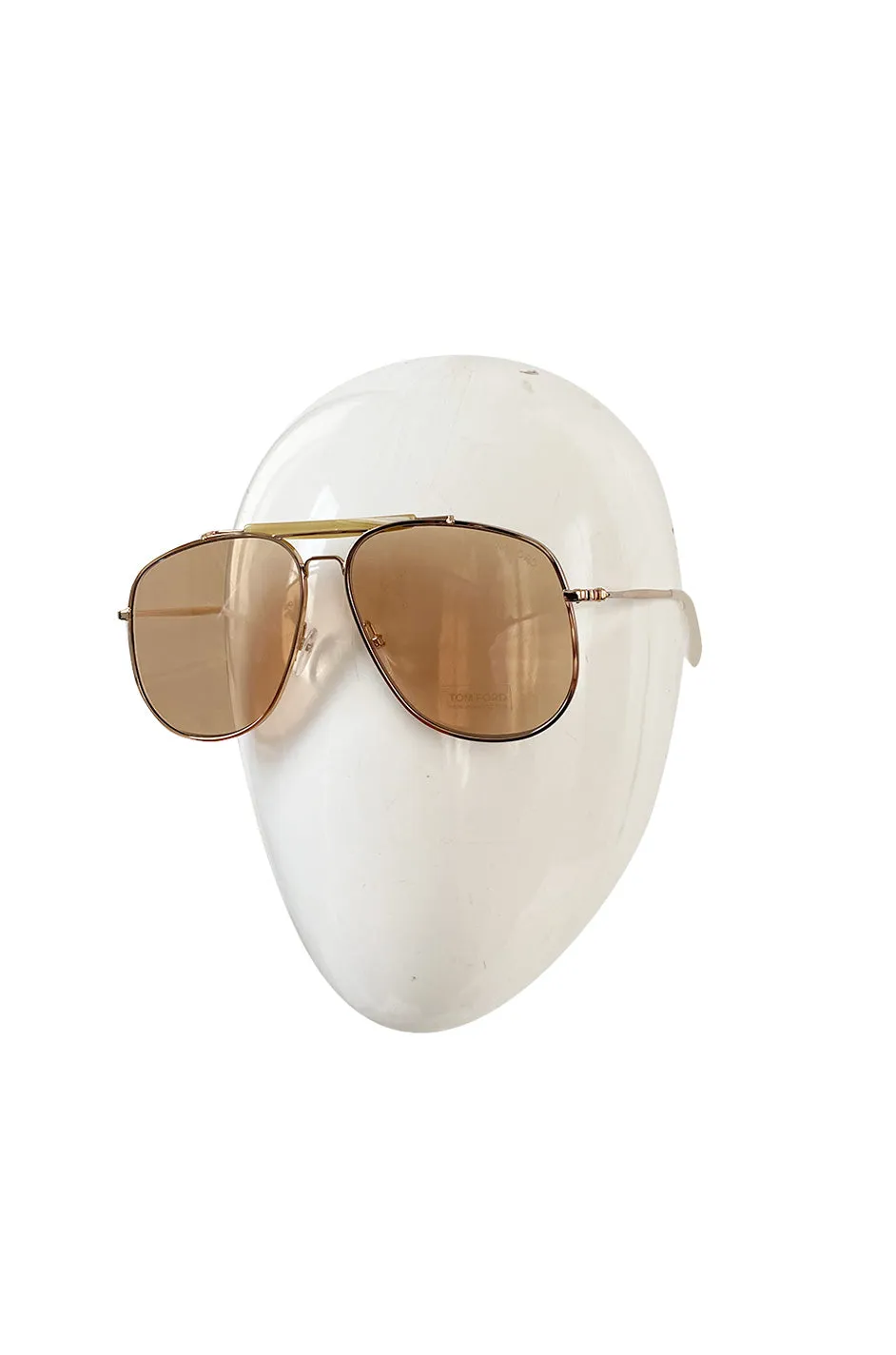 Tom Ford 'Connor-02' Oversized Metal Gold Toned Aviator Sunglasses