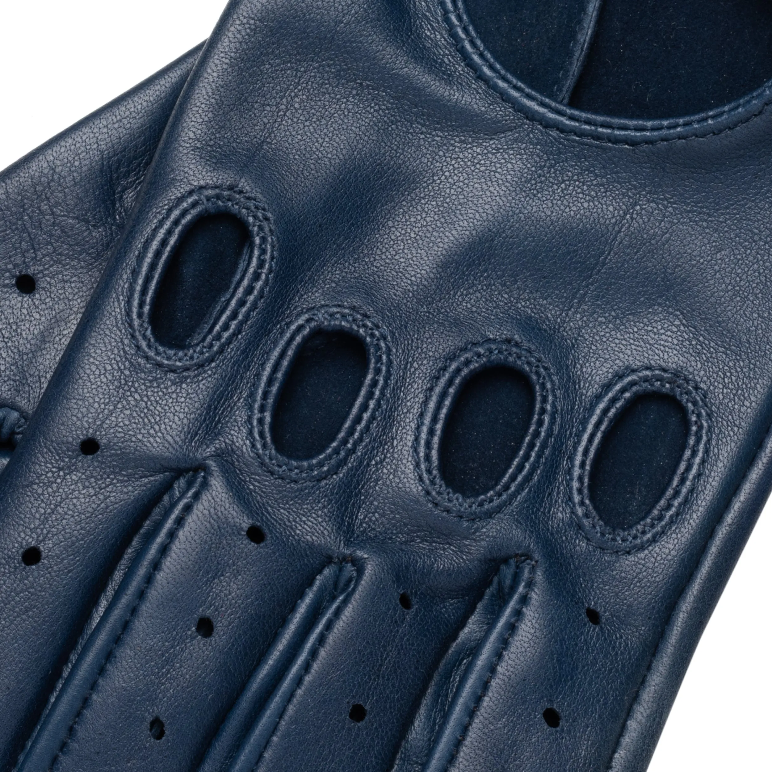 Trento Jeans Blue Leather Driving Gloves