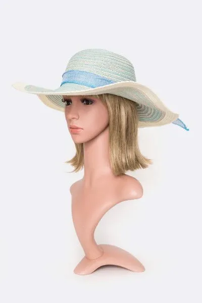 Two Tone Straw Floppy Hat