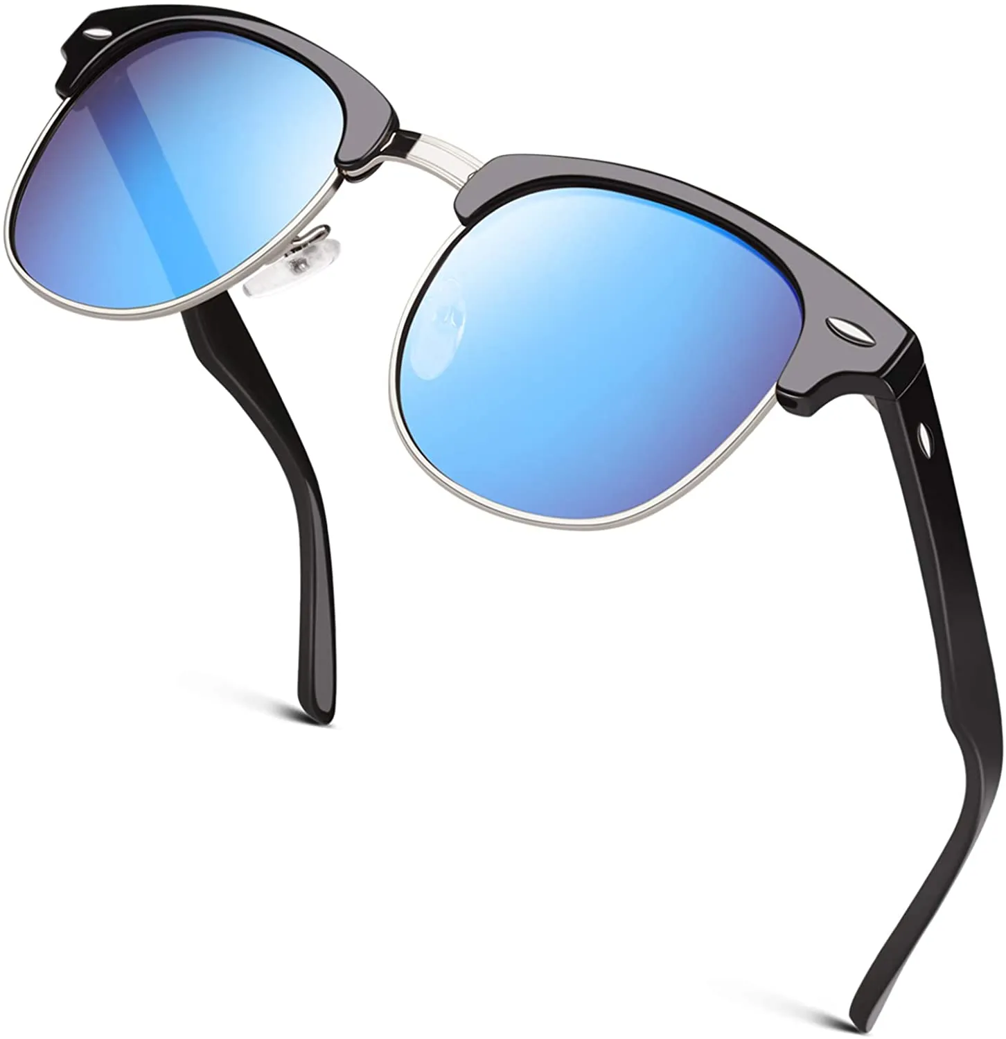 Unisex Classic Horn Rimmed Semi Rimless Polarized Sunglasses