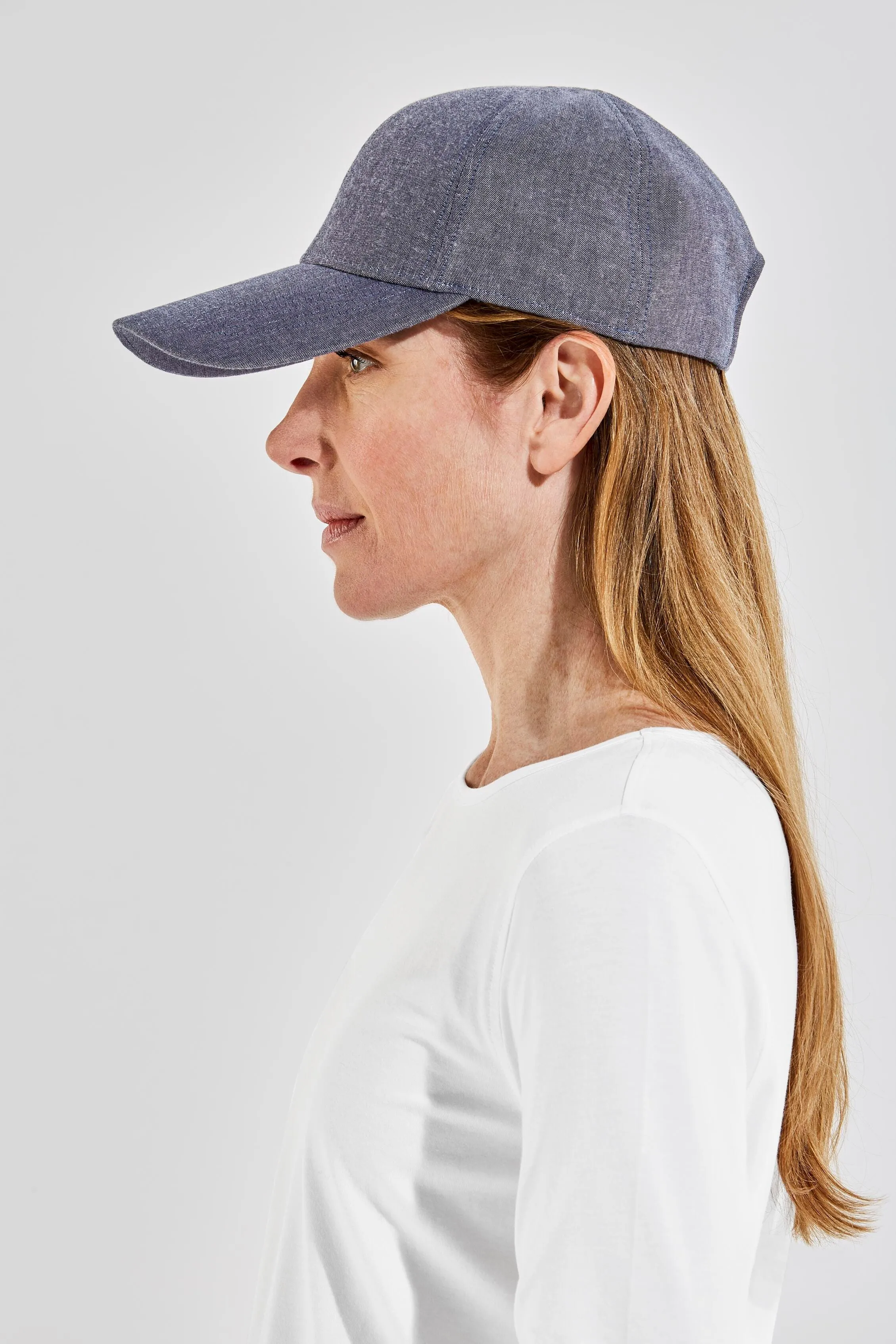 Unisex Zayne Cotton Ball Cap  |  Denim Blue Chambray