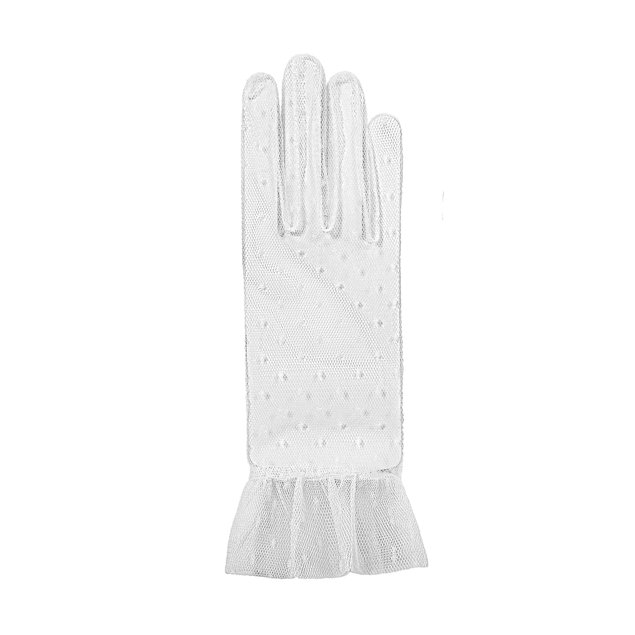 Women’s Tulle Gloves with Frilled Cuff