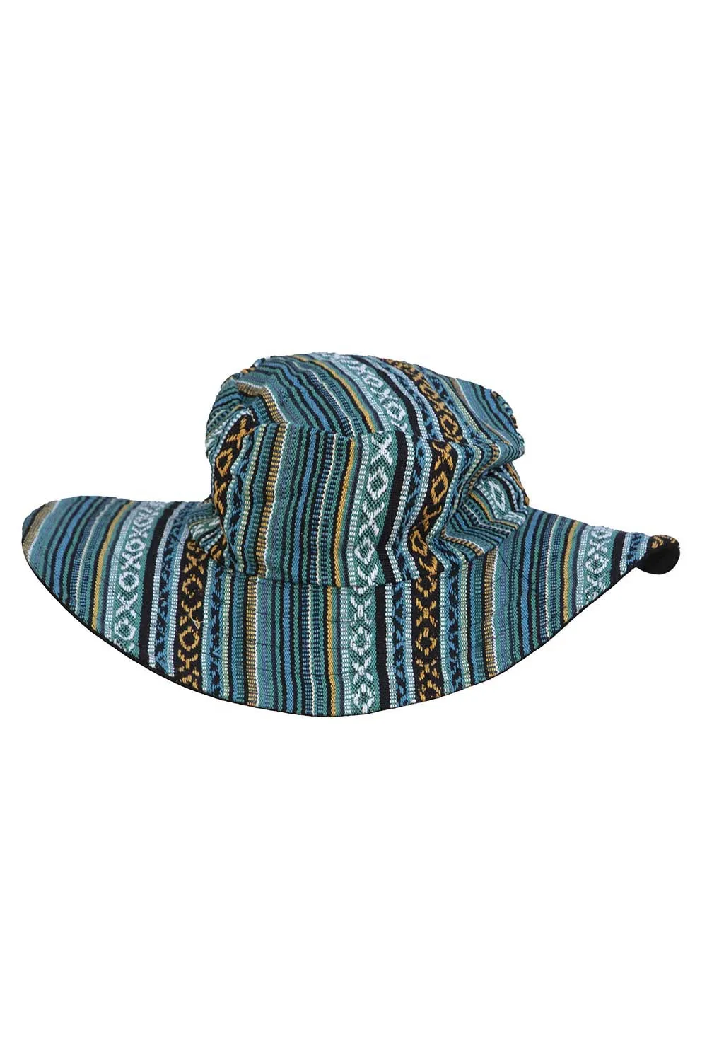 Woven Blue Striped Floppy Hat